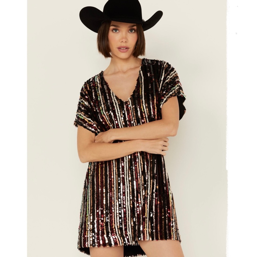 By Together Sequin V Neck Dress